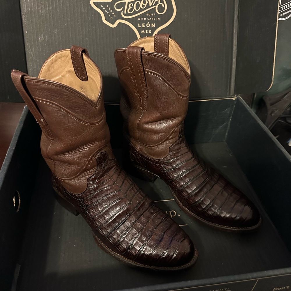 Tecovas Men Boots Size 9.5 “The Cole” Mahogany Caiman